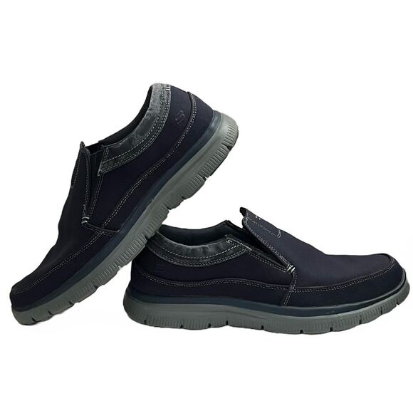 Skechers Hinton Ortego Canvas Loafers Men Sz 13 Navy Casual Padded Comfy Flawed - Picture 1 of 16